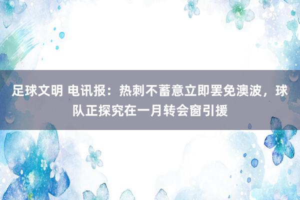 足球文明 电讯报：热刺不蓄意立即罢免澳波，球队正探究在一月转会窗引援