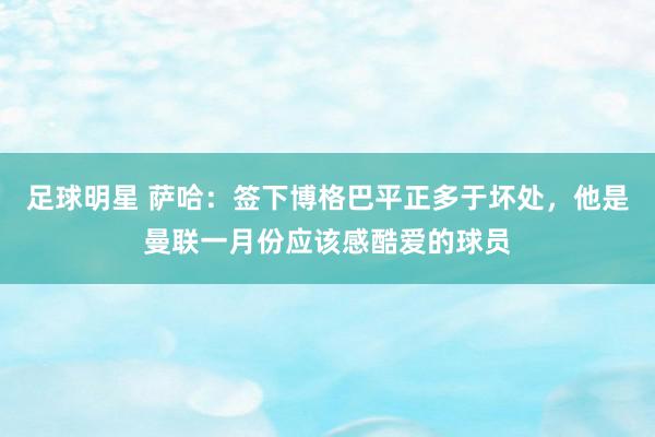 足球明星 萨哈：签下博格巴平正多于坏处，他是曼联一月份应该感酷爱的球员