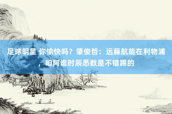 足球明星 你愉快吗？肇俊哲：远藤航能在利物浦，咱阿谁时辰悉数是不错踢的