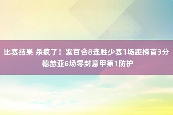 比赛结果 杀疯了！紫百合8连胜少赛1场距榜首3分 德赫亚6场零封意甲第1防护